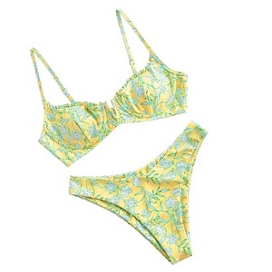 Conjunto de Bikini transpirable de secado rápido personalizado vendido por el fabricante, Tops cortos hasta la rodilla, patrón sólido, estilo informal, tejido de gota - Product Image 2