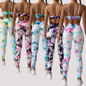 Mallas de Yoga de alta calidad de cintura alta para mujer, pantalones deportivos de mezclilla lavados con arena sin costuras, pantalones de Yoga elásticos para correr sólidos - Product Image 1