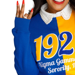 1922 couleur bloc Chenille sweat doux coton Premium col rond brodé Sigma Gamma Rho sororité vêtements pour collège - Product Image 4