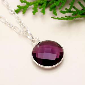 Elegante collar de moda étnica de 18 pulgadas, colgante de plata de ley 925 con piedras preciosas de amatista púrpura para regalos - Product Image 2