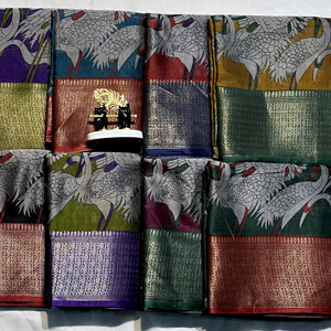 Dola jazi Saree Sari trabajo de bordado múltiple con blusa de trabajo para correr viscove jazi Patta - Product Image 4