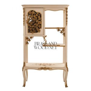 Vitrine vintage en ivoire avec des étagères sculptées à motifs floraux - Product Image 2