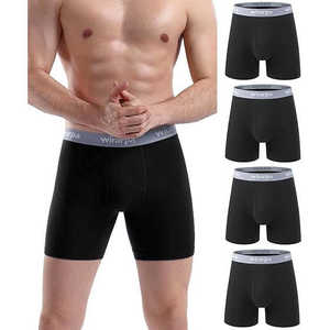 Calzoncillos Boxer para Hombre, Tejido Elástico de Algodón, Corte Regular, Sin Etiquetas, Paquete de 4, Antibacterianos y Transpirables - Product Image 1