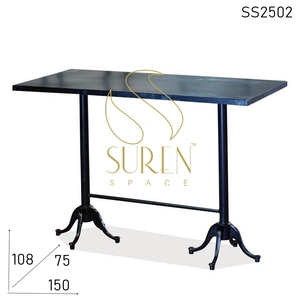 บาร์อุตสาหกรรมเหล็กหล่อไม้ตารางออกแบบอินเดียโต๊ะอาหารค่ำ Handcrafted โรงแรมออกแบบที่ไม่ซ้ำกันตาราง - Product Image 4