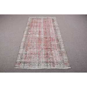 Vintage Eco Friendly Turkish <b>Wool</b> Rug 35x6.4 ft <b>Red</b> Blue Patchwork Design with Latex Backing - Product Image 1