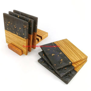 Handmade Walnut And Red Resin Coaster <b>Set</b> <b>Square</b> Wooden Drink Coasters For Home Decor Unique Handcrafted Tableware Gift - Product Image 6