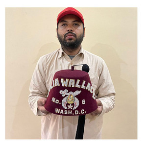 Masonic Fez Hats Quality and Customizable Regalia Jeweled Fez Hat & MAROON Embroidery With <b>Rhinestones</b> Cap All sizes available - Product Image 6