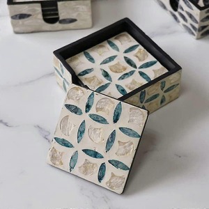 ที่รองแก้วเครื่องดื่มทำจากไม้ที่รองแก้วไม้ม็อบโมเสคฝังมุก - Product Image 4