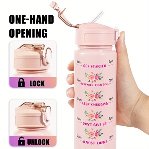 Botella de Agua de Plástico Personalizada de 26 oz <span class=keywords><strong>con</strong></span> Pajita, Diseño Floral <span class=keywords><strong>con</strong></span> Iniciales y <span class=keywords><strong>Nombre</strong></span> Personalizado, <span class=keywords><strong>Taza</strong></span> de Viaje Antiderrames <span class=keywords><strong>con</strong></span> Asa y Marcador de Tiempo - Product Image 3