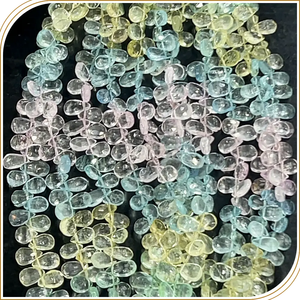 Cuentas de pera Briolette de Aguamarina facetadas naturales 6mm multiaguamarina 8 pulgadas hebra fabricación de joyas aguamarina AAA - Product Image 3