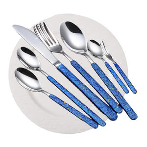 Belle finition plume Design poignée couverts de luxe Royal Party or poli ensemble de couverts pour les cadeaux de mariage et le dîner - Product Image 2