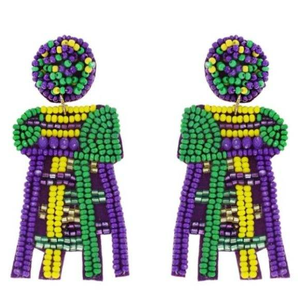 Boucles d'oreilles pendantes dorées de luxe, élégantes, avec broderie perlée, fabrication artisanale de haute qualité et charme fantaisie - Product Image 5