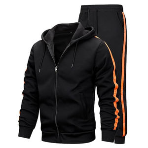 ชุดเสื้อฮู้ดและกางเกงขายาวสำหรับผู้ชาย ไซส์ XL ลายเรียบ ดีไซน์ซิป ป้องกันการหดตัว ล้างสีแบบ Acid Wash พร้อมลายสกรีน - Product Image 4