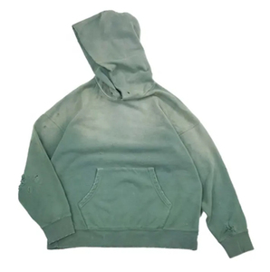 Hip Hop Screen Print Hoodies Men Sweatshirts Heavyweight Pullover Custom French Cotton Vintage Acid Wash Distressed Hoodie - Product Image 2