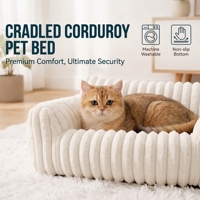 Canapé confortable pour chien, salon, coussin rectangulaire moelleux pour chat, lavable, chaud, rayé, lit pour animaux de compagnie pour chat et chien