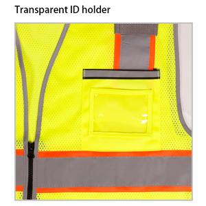 Gilet de sécurité réfléchissant personnalisé de haute qualité, jaune fluorescent, 100% polyester, pour la construction, avec logo - Product Image 2