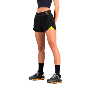 Shorts Deportivos de Dos Piezas para Mujer, Color Negro Neón, con Capa Interior de Compresión, Secado Rápido, Transpirables, Ecológicos, Ajuste Ceñido - Product Image 1