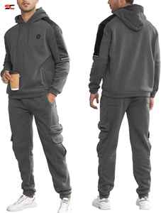 Survêtement homme 2 pièces sweat à capuche athlétique Jogging survêtements pour hommes décontracté sport à manches longues pull costume ensemble offre de réduction - Product Image 2