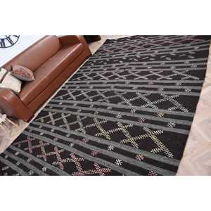 Alfombra Turca Vintage de 7x11.6 pies, Alfombra Extra Grande, Alfombra de Lana Negra Kilim - Product Image 4