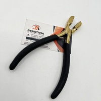 Pince à perles en acier inoxydable pour extensions de cheveux, logo personnalisé, pince à micro-nano anneaux manuelle, pince noire dorée