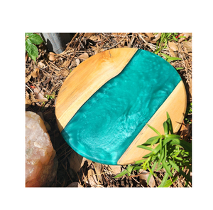 Platos y platos Lazy Susan de madera azul de resina epoxi, servidor de café y bebidas, embalaje personalizado disponible - Product Image 5