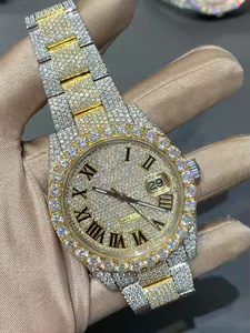 นาฬิกาเพชรมอยส์ซอไนท์สำหรับผู้ชายนาฬิกาประดับเพชรหน้าปัดเย็นสุดหรูพร้อมสายสแตนเลสและดีไซน์ฮิปฮอป - Product Image 4