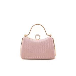 P15043 Bolso de mano de satén champán formal de lujo Bolso de mano de fiesta nupcial de cristal brillante con patrón de sobre Forro de PU - Product Image 1