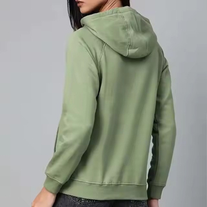 Jersey completo de color sólido con capucha para mujer, ropa de calle transpirable de algodón 100%, venta al por mayor - Product Image 5