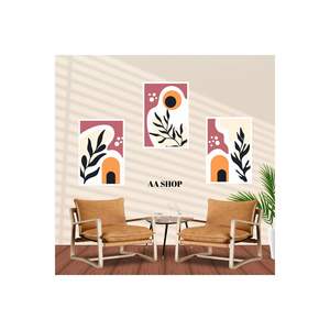 Ensemble de table en MDF imprimé de qualité de 74 pouces, 3 pièces, cadre délavé, couleur de feuille de fleur, collection de tirages d'art - Product Image 1