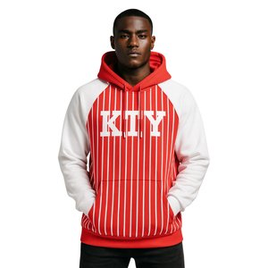 KAP Grey Pullover Hoodie Red Raglan Sleeves Pinstripes Mezcla de algodón Greek Fraternity Apparel Divine Nine HBCU Greek Merch - Product Image 1