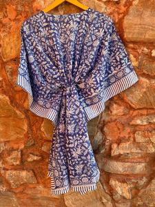 Caftan indien fait à la main en coton Maxi robe pour femmes décontracté Floral main bloc impression vêtements de nuit naturel lavable plage couverture robe - Product Image 3