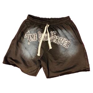 Verano Streetwear Casual Baggy desgastado francés Terry sudor algodón personalizado parche ácido lavado hombres pantalones cortos de moda para hombres - Product Image 1