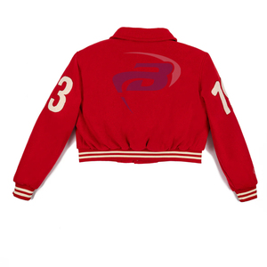 Chaqueta Universitaria para Mujer de la Hermandad Delta Sigma Theta, Chaqueta Corta de Invierno, de Lana Transpirable, Resistente al Viento, de Poliéster/Algodón, Rojo Clásico Bordado - Product Image 2