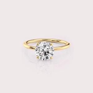 14K Yellow / White And Rose <b>Gold</b> Lab Grown Diamond Solitaire <b>Ring</b> | Round Cut | Custom Engagement Jewelry - Product Image 6
