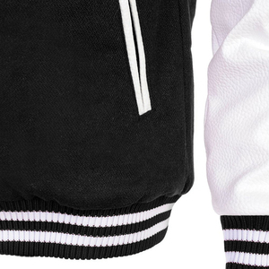 Unisex Varsity Letterman <b>Jacket</b> with Black Wool Body and <b>Real</b> <b>Leather</b> Sleeves CollegeBaseballjacket for men DDP Shipping - Product Image 4