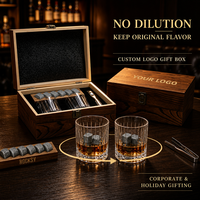 SHUNSTONE Gobelet à whisky à rayures verticales avec pierres réfrigérantes et coffret cadeau pour événements d'affaires, hommes et bar à domicile