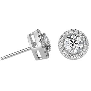 Gemver 2,0 quilates forma redonda laboratorio diamante Halo Stud pendientes conjunto IGI certificado 14K oro blanco pendiente conjunto para mujer joyería - Product Image 4