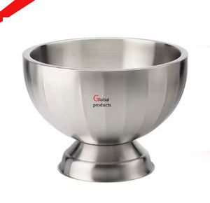 Cuenco para servir de decoración de bodas y fiestas de acero inoxidable con acabado plateado de aspecto clásico para restaurante y bar de hotel - Product Image 3