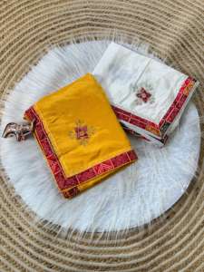 Sari en soie Bandhrej pur de qualité supérieure, traditionnel, avec bordure jacquard Zari, infroissable, anti-humidité, idéal pour les fêtes et le printemps - Product Image 2