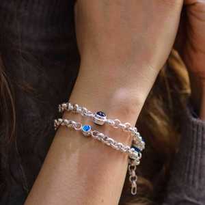 925 Sterling <b>Silver</b> Evil Eye Fashion <b>Charm</b> <b>Bracelet</b> - Product Image 1
