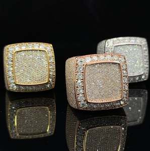 Anillo de oro amarillo de 14K y diamantes para hombre, diamantes nupciales para ella, anillo de plata de ley, moissanita, nuevo diseño, anillo para mujer - Product Image 4