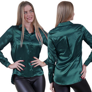 Camisa de Manga Larga para Mujer, Estilo Hong Kong, Tejido Twill, Cuello Camisero, Ligera, para Otoño, Primavera 2026 - Product Image 4