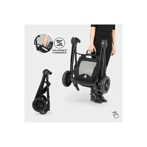 Passeggino grigio per bambini con sistema di viaggio a cappella