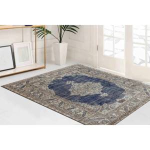 Navy Blue Turkish <b>Rug</b>: Antique Style, Easy Clean, Custom Size,<b>Chenille</b> <b>Rug</b> - Product Image 2
