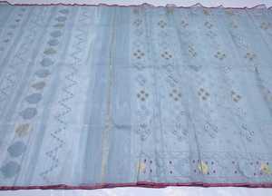 Exclusivo precioso Deshi Dhakai Jamdani Sharee precio barato para las mujeres JAMDANI tela azul verde dorado cielo azul de Bangladesh - Product Image 3