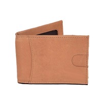 Dompet Kulit Asli RFID Slim Unisex Grosir, Model Vintage Kasual Warna Emas Solid, Penjepit Uang Modis, Portabel untuk Penggunaan Sehari-hari, OEM