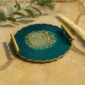 Plateau en résine Art Déco fait main de qualité supérieure, personnalisable pour la décoration de la maison, les mariages et le service de thé/café - Product Image 2