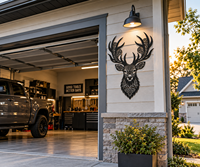 Décoration murale personnalisée en acier inoxydable, tête de cerf Art Déco à suspendre pour la maison, le garage, la cabane, la ferme, l'extérieur, OEM ODM