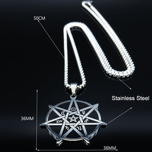 Nouveau Collier Pendentif Unisexe en Acier Inoxydable Plaqué Argent avec Chaîne à Maillons et Symbole Étoile Géométrique à Sept Branches – Cadeau Tendance - Product Image 4