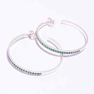 High Quality 925 Sterling Silver Micro Pave Green Zircon Gemstone Hoop <b>Earrings</b> Fine <b>Dangle</b> Jewelry for Women Direct - Product Image 3